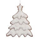 Clayre & Eef Pendentif de Noël Sapin de Noël 9x1x10 cm Blanc Plastique