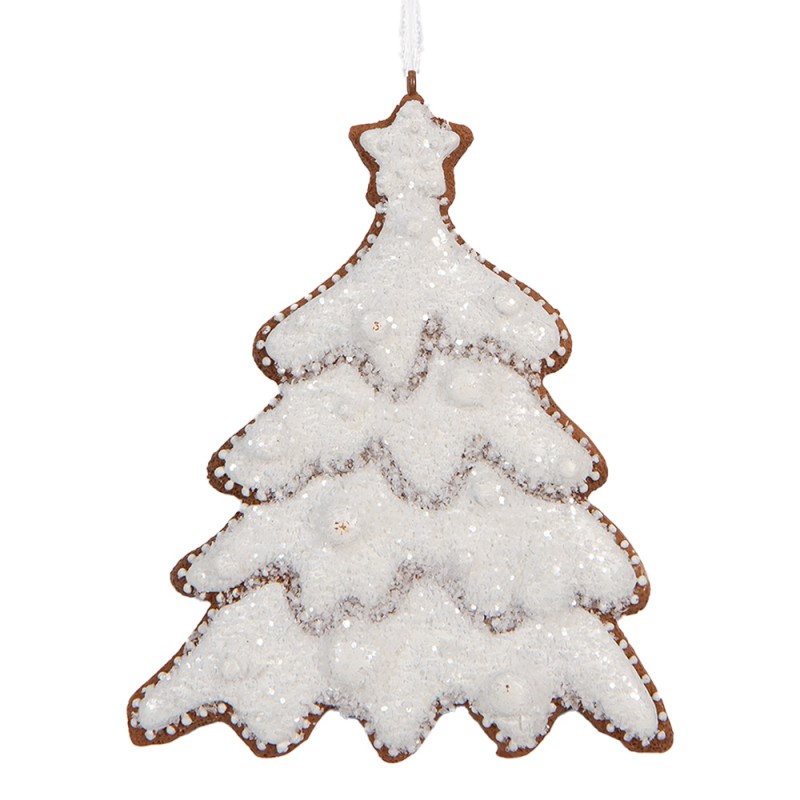 Clayre & Eef Pendentif de Noël Sapin de Noël 9x1x10 cm Blanc Plastique