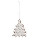 Clayre & Eef Pendentif de Noël Sapin de Noël 9x1x10 cm Blanc Plastique