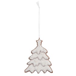 Clayre & Eef Pendentif de Noël Sapin de Noël 9x1x10 cm Blanc Plastique