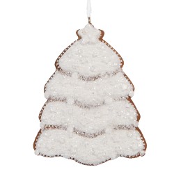 Clayre & Eef Pendentif de Noël Sapin de Noël 8x1x10 cm Blanc Plastique
