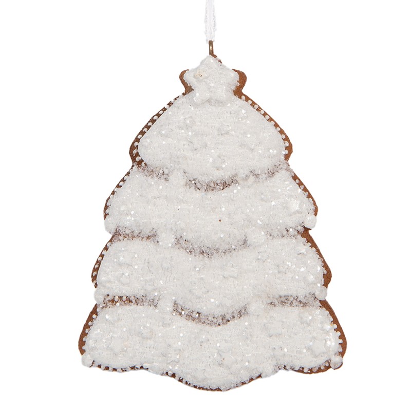 Clayre & Eef Pendentif de Noël Sapin de Noël 8x1x10 cm Blanc Plastique