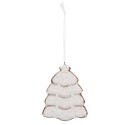 Clayre & Eef Pendentif de Noël Sapin de Noël 8x1x10 cm Blanc Plastique