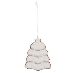 Clayre & Eef Pendentif de Noël Sapin de Noël 8x1x10 cm Blanc Plastique