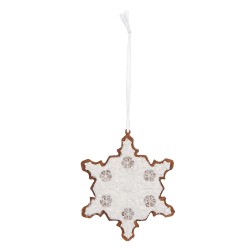 Clayre & Eef Pendentif de Noël Flocon de neige 9x1x10 cm Blanc Plastique