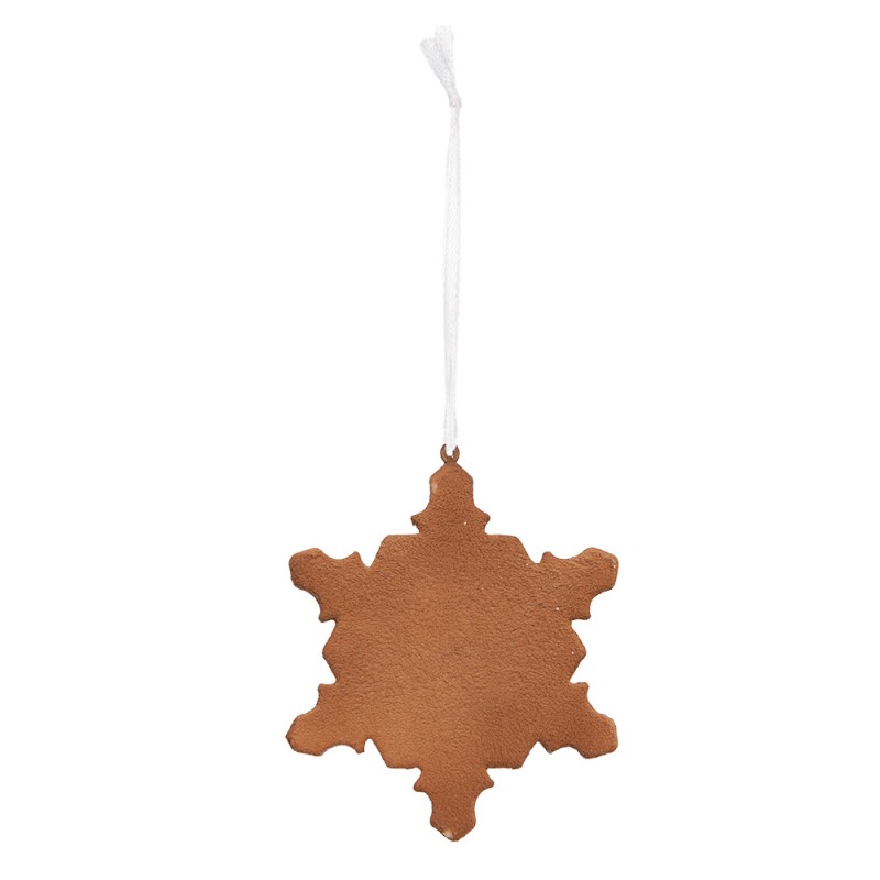 Clayre & Eef Pendentif de Noël Flocon de neige 9x1x10 cm Blanc Plastique