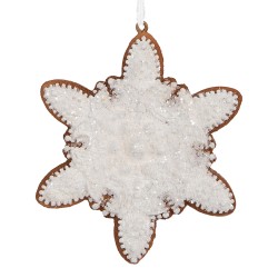 Clayre & Eef Pendentif de Noël Flocon de neige 9x1x10 cm Blanc Plastique