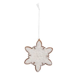 Clayre & Eef Pendentif de Noël Flocon de neige 9x1x10 cm Blanc Plastique