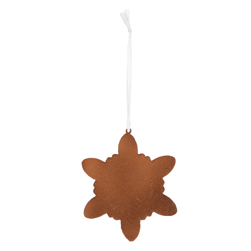 Clayre & Eef Pendentif de Noël Flocon de neige 9x1x10 cm Blanc Plastique