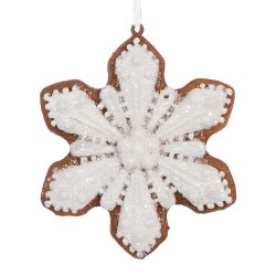 Clayre & Eef Christmas Ornament Snowflake 9x1x10 cm White Plastic