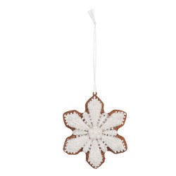 Clayre & Eef Christmas Ornament Snowflake 9x1x10 cm White Plastic