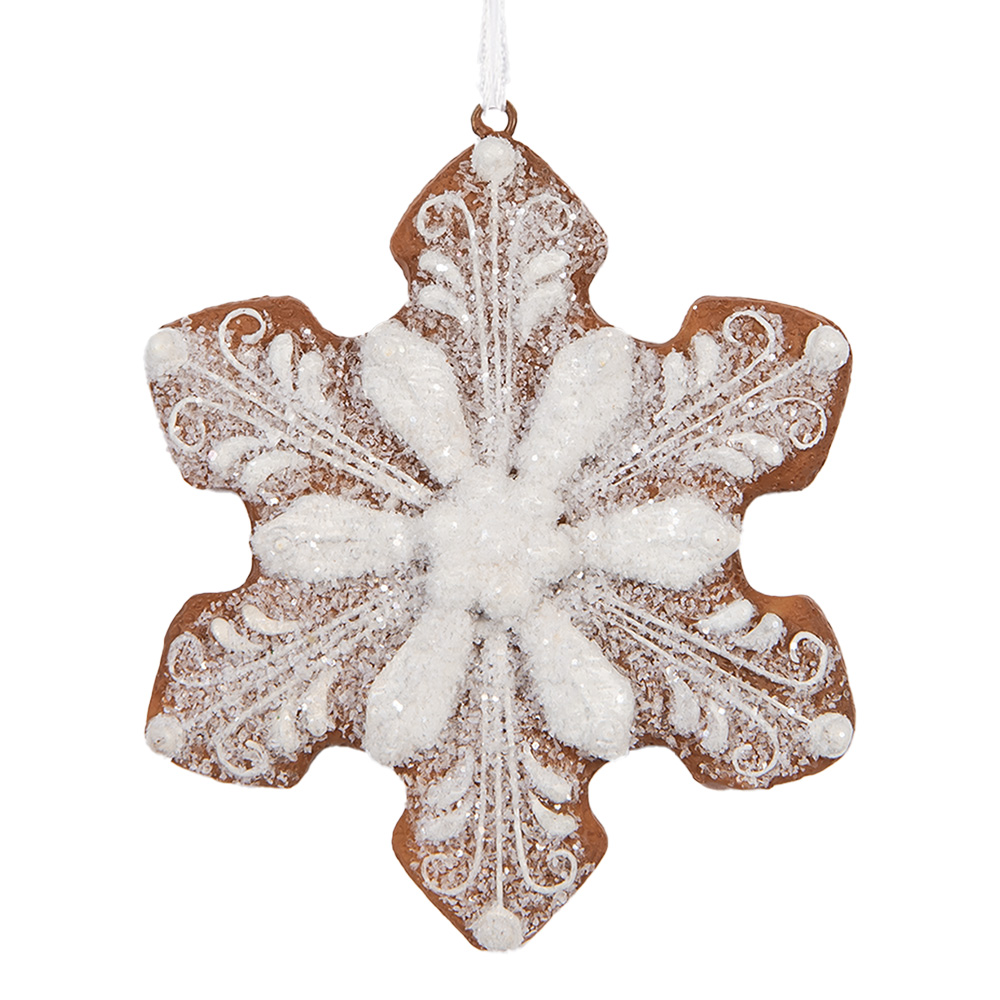 Clayre & Eef Kersthanger Sneeuwvlok 9x1x10 cm Wit Kunststof afbeelding 1