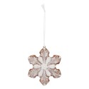 Clayre & Eef Christmas Ornament Snowflake 9x1x10 cm White Plastic