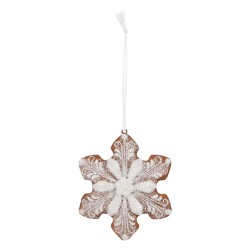 Clayre & Eef Christmas Ornament Snowflake 9x1x10 cm White Plastic