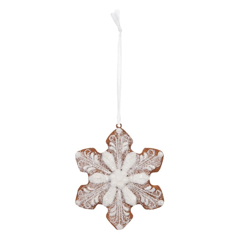 Clayre & Eef Christmas Ornament Snowflake 9x1x10 cm White Plastic