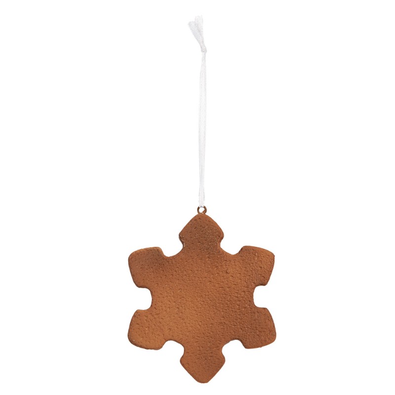 Clayre & Eef Christmas Ornament Snowflake 9x1x10 cm White Plastic