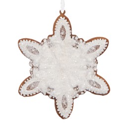 Clayre & Eef Christmas Ornament Snowflake 9x1x10 cm White Plastic