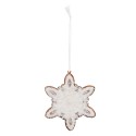 Clayre & Eef Christmas Ornament Snowflake 9x1x10 cm White Plastic