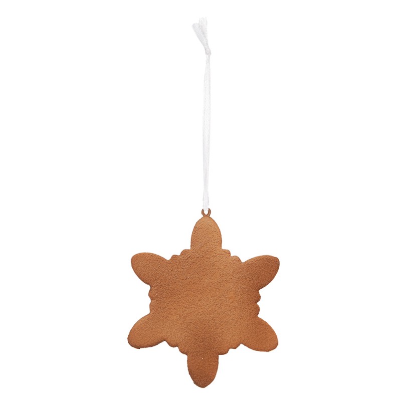 Clayre & Eef Christmas Ornament Snowflake 9x1x10 cm White Plastic