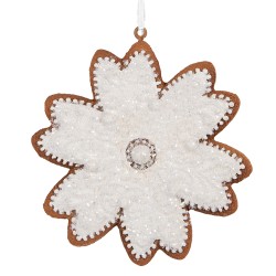 Clayre & Eef Kersthanger Sneeuwvlok 9x1x10 cm Wit Kunststof