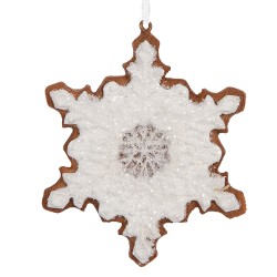 Clayre & Eef Pendentif de Noël Flocon de neige 9x1x10 cm Blanc Plastique