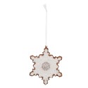 Clayre & Eef Pendentif de Noël Flocon de neige 9x1x10 cm Blanc Plastique