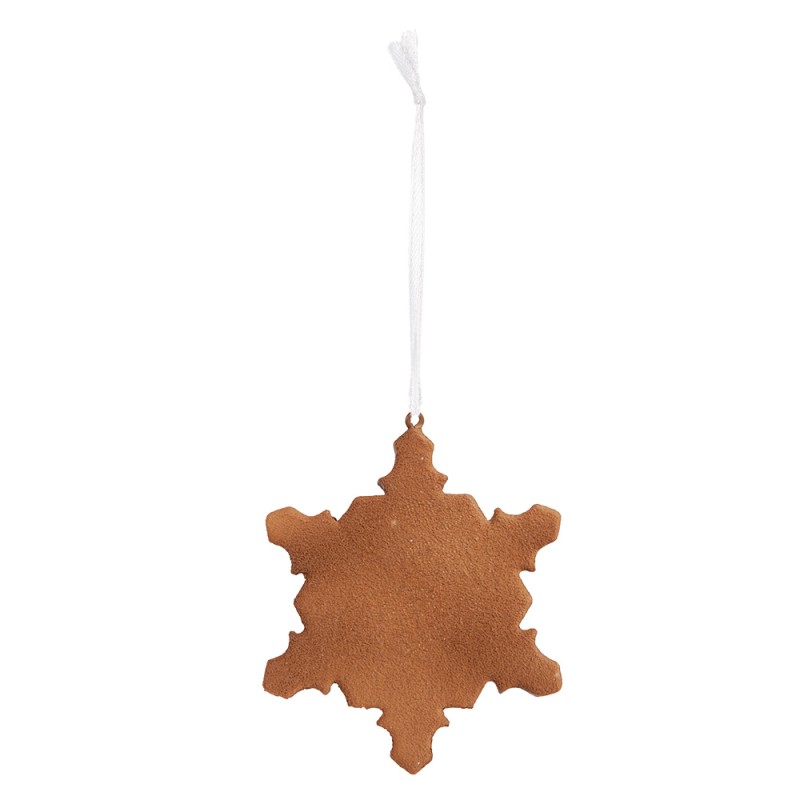 Clayre & Eef Pendentif de Noël Flocon de neige 9x1x10 cm Blanc Plastique
