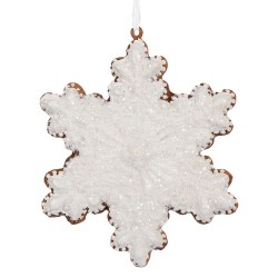 Clayre & Eef Kersthanger Sneeuwvlok 9x1x10 cm Wit Kunststof