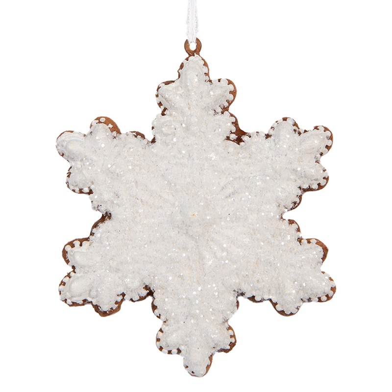 Clayre & Eef Kersthanger Sneeuwvlok 9x1x10 cm Wit Kunststof