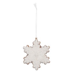 Clayre & Eef Kersthanger Sneeuwvlok 9x1x10 cm Wit Kunststof