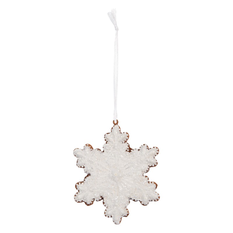Clayre & Eef Kersthanger Sneeuwvlok 9x1x10 cm Wit Kunststof