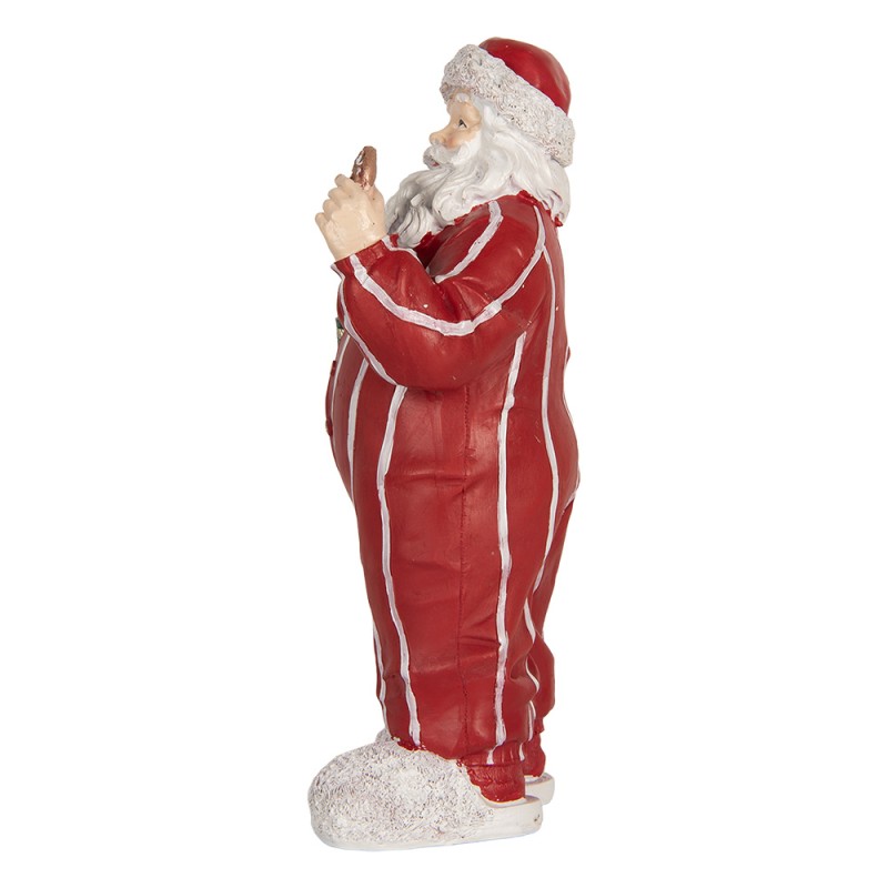 Clayre & Eef Kerstdecoratie Beeld Kerstman 18x11x31 cm Rood Kunststof