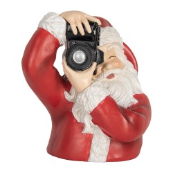 Clayre & Eef Kerstdecoratie Beeld Kerstman 21x17x22 cm Rood Kunststof Camera
