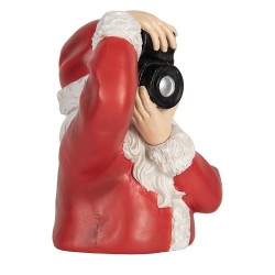 Clayre & Eef Kerstdecoratie Beeld Kerstman 21x17x22 cm Rood Kunststof Camera