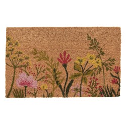 Clayre & Eef Fußmatte 75x45 cm Braun Kokosnuss Blumen