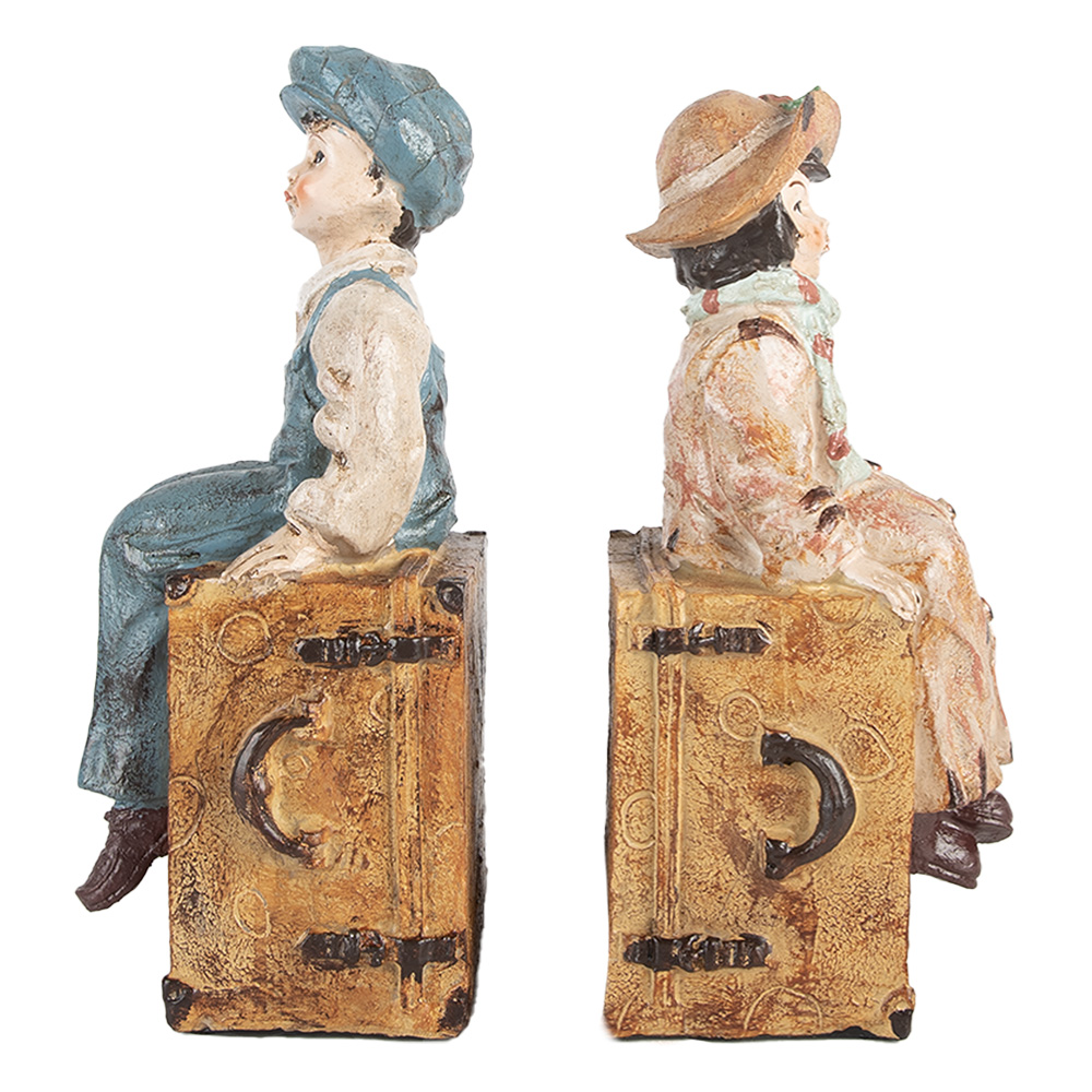 Clayre&Eef Boekensteunen Set van 2 Kinderen 19x10x22 cm Bruin Kunststof afbeelding