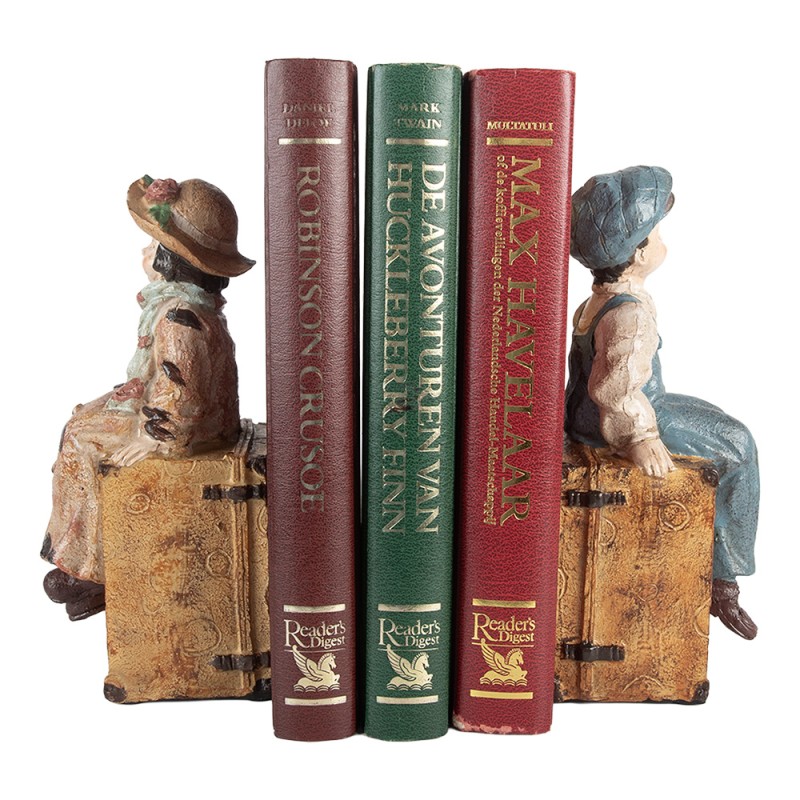 Clayre & Eef Boekensteunen Set van 2 Kinderen 19x10x22 cm Bruin Kunststof