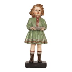 Clayre & Eef Decoratie Beeld Kind 9x8x21 cm Groen Kunststof