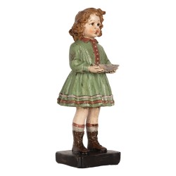 Clayre & Eef Decoratie Beeld Kind 9x8x21 cm Groen Kunststof