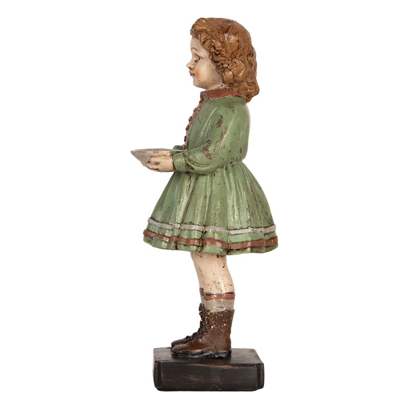 Clayre & Eef Decoratie Beeld Kind 9x8x21 cm Groen Kunststof