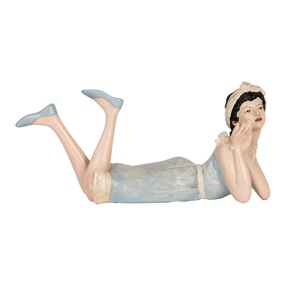 Clayre&Eef Decoratie Beeld Vrouw 26x12x9 cm Beige Kunststof afbeelding