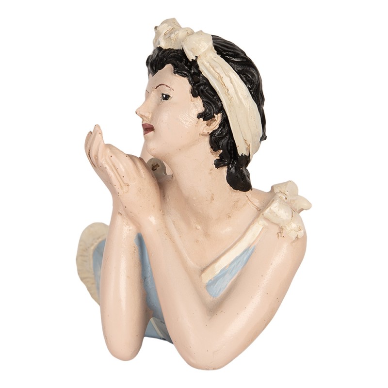 Clayre & Eef Statuetta decorativa Donna 26x12x9 cm Beige Plastica