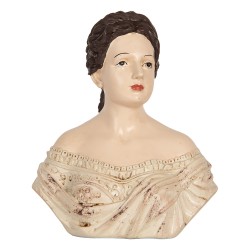 Clayre & Eef Decoratie Beeld Vrouw 18x11x21 cm Beige Kunststof