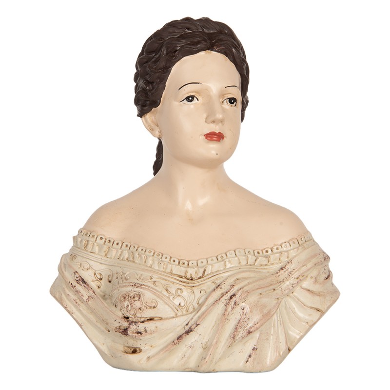 Clayre & Eef Decoratie Beeld Vrouw 18x11x21 cm Beige Kunststof