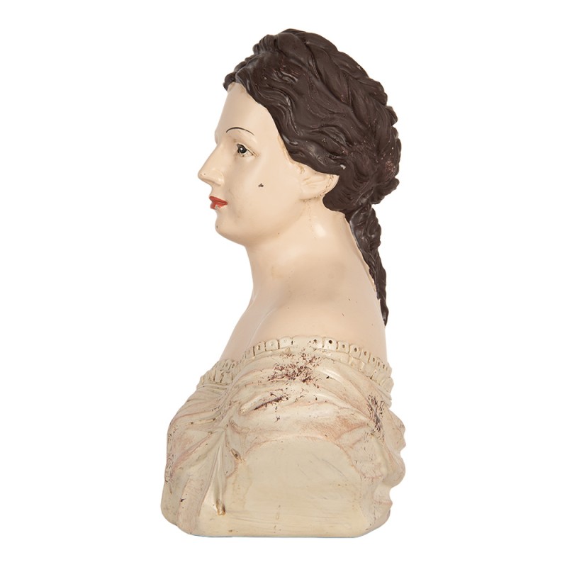 Clayre & Eef Decoratie Beeld Vrouw 18x11x21 cm Beige Kunststof