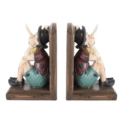 Clayre & Eef Boekensteunen Set van 2 Pinokkio 24x11x17 cm Bruin Kunststof