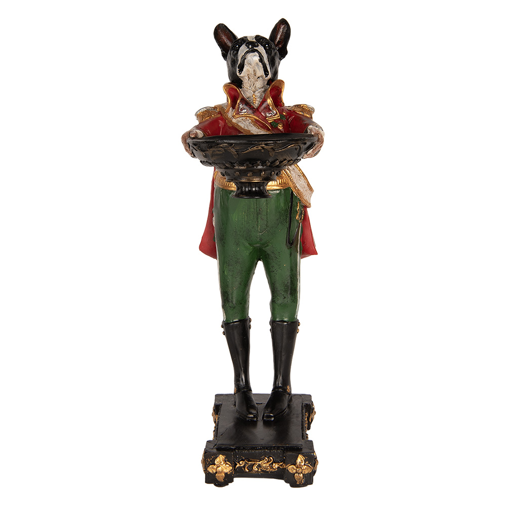 Clayre&Eef Kandelaar Hond 18x11x35 cm Zwart Kunststof afbeelding