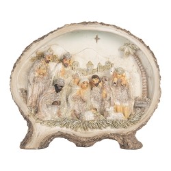 Clayre & Eef Kerstdecoratie Beeld Kerstgroep 18x4x15 cm Bruin Kunststof