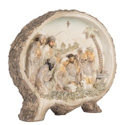 Clayre & Eef Kerstdecoratie Beeld Kerstgroep 18x4x15 cm Bruin Kunststof
