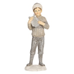 Clayre & Eef Dekorationsfigur Kinder 8x7x22 cm Grau Kunststoff
